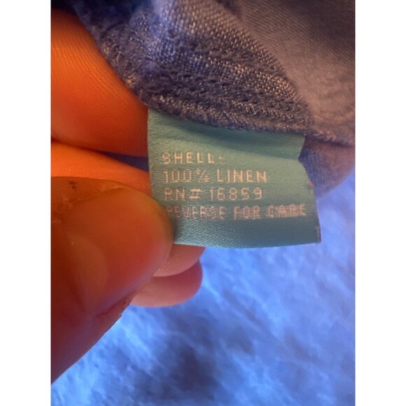 J. McLaughlin WoBlue Linen Button-Down Shirt L Lightweight Casual Long Sleeve - Picture 4 of 7